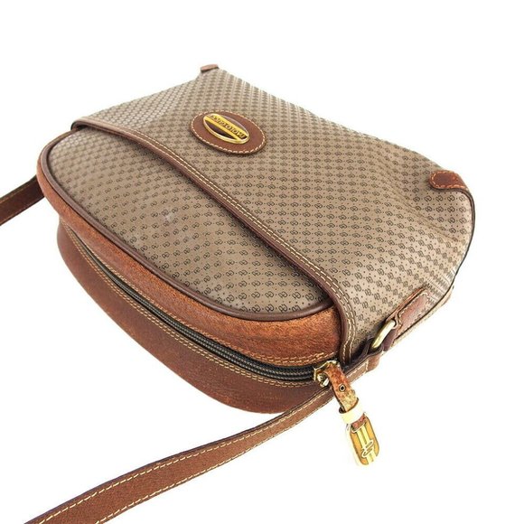 GUCCI Shoulder Bag Logo Plate Gray Gray PVC x Leather Authentic USED - Picture 5 of 11